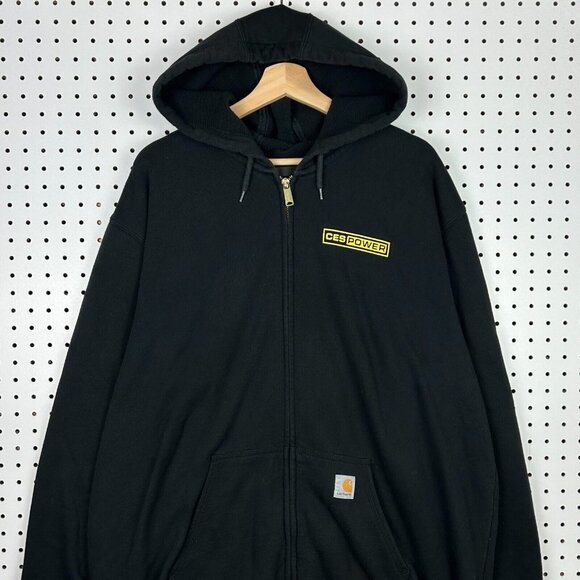 Carhartt Hoodie Sweatshirt Full Zip Size XL Loose Fit K122 BLK logo CES‎ Power - Picture 1 of 8